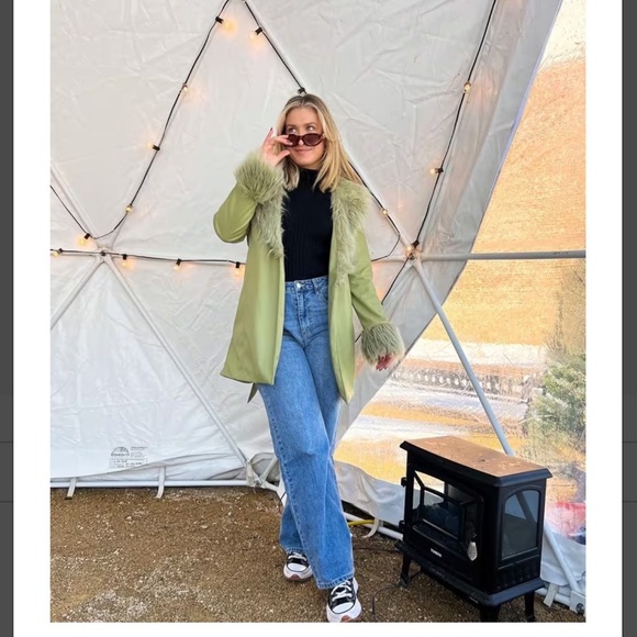 NWT Show Me Your Mumu Penny Lane Faux Leather Wrap Jacket Sage Green - Small - Picture 5 of 10